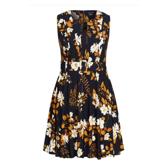 City Chic Black Floral Golden Leaf Midi Dress Sz.XS(14) - Picture 3 of 15